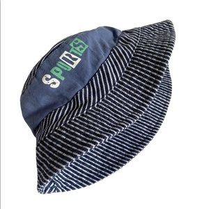 Sports Striped Blue Bucket Lined Hat Size 2-3X